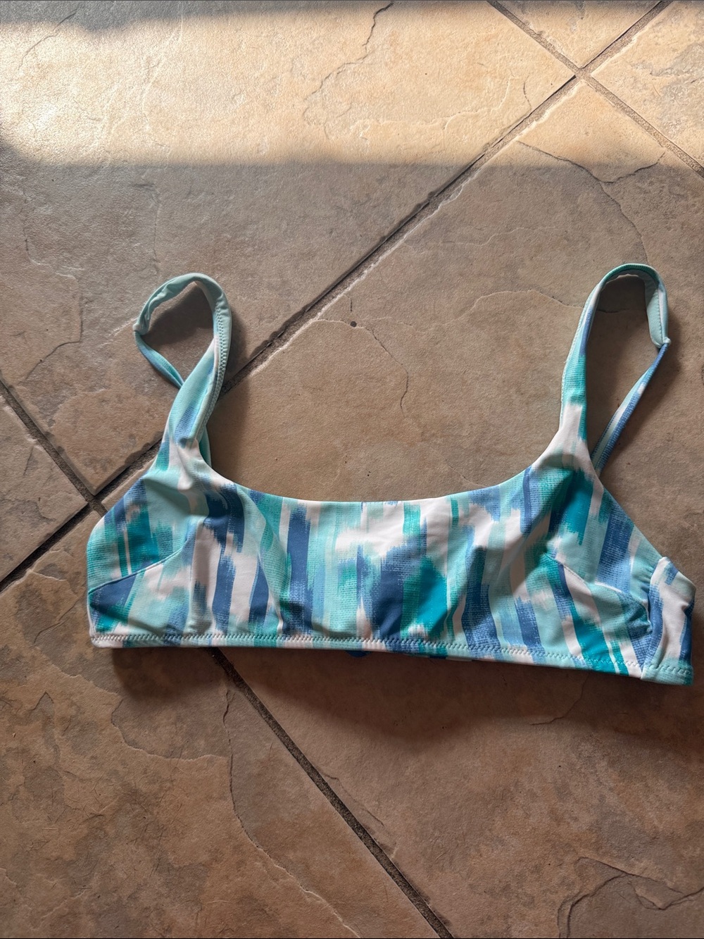Aerie Blue & Teal Striped Bikini Top medium
